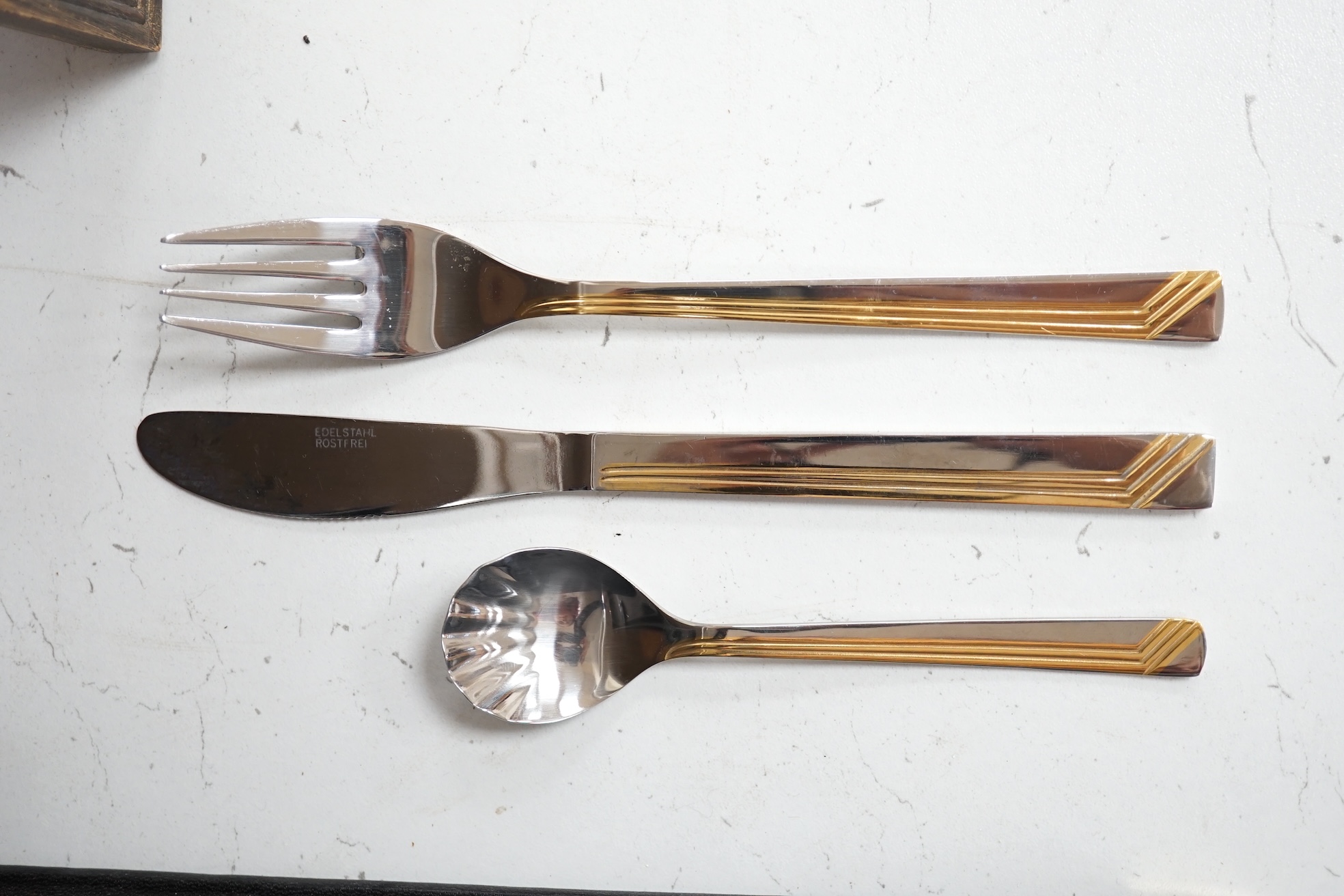 A Continental France plated canteen of cutlery, stamped Edelstahl Rostfrei. Condition - fair